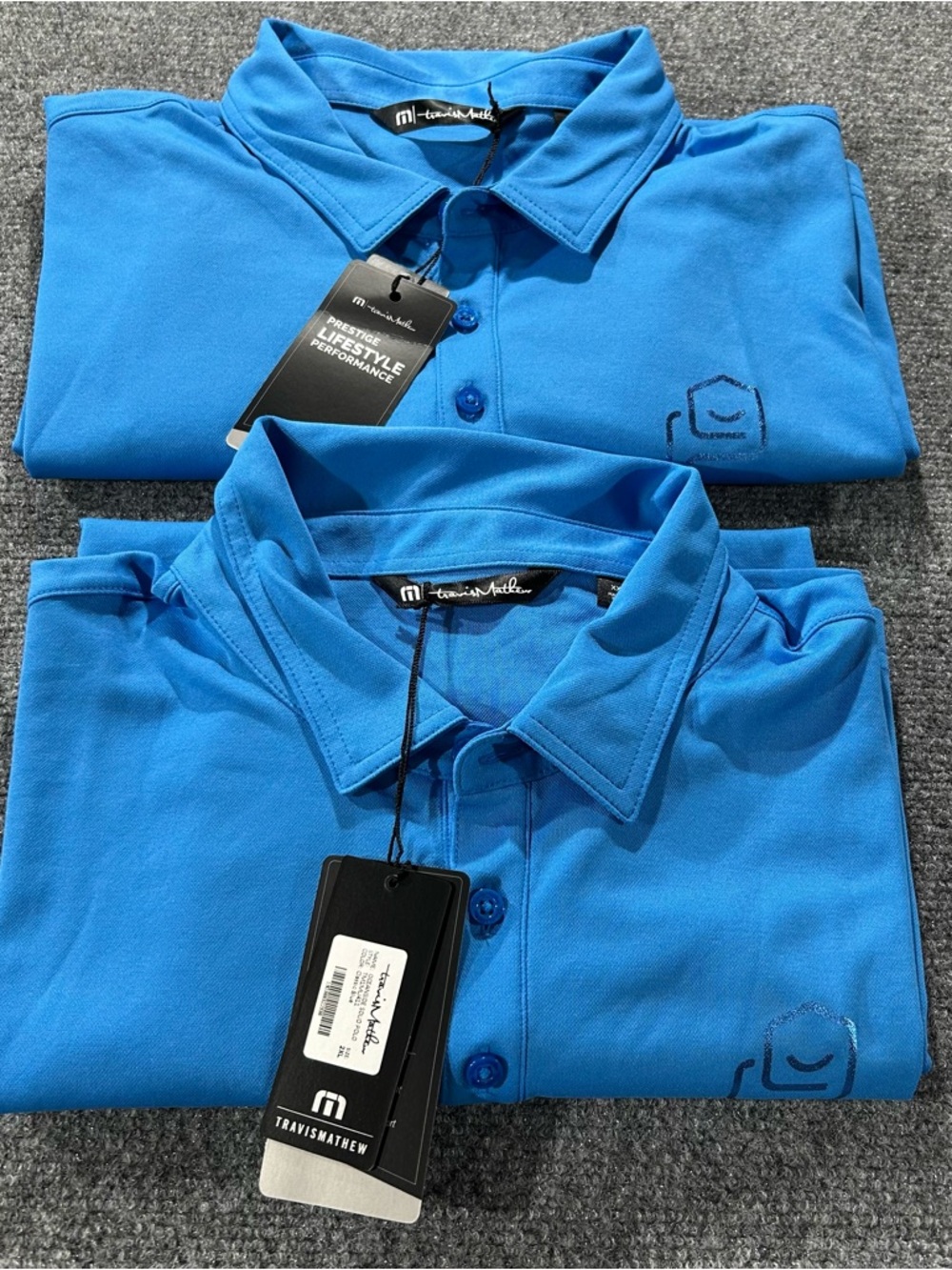 2- New Travis Mathew Oceanside Blue Golf Polos Size XXL